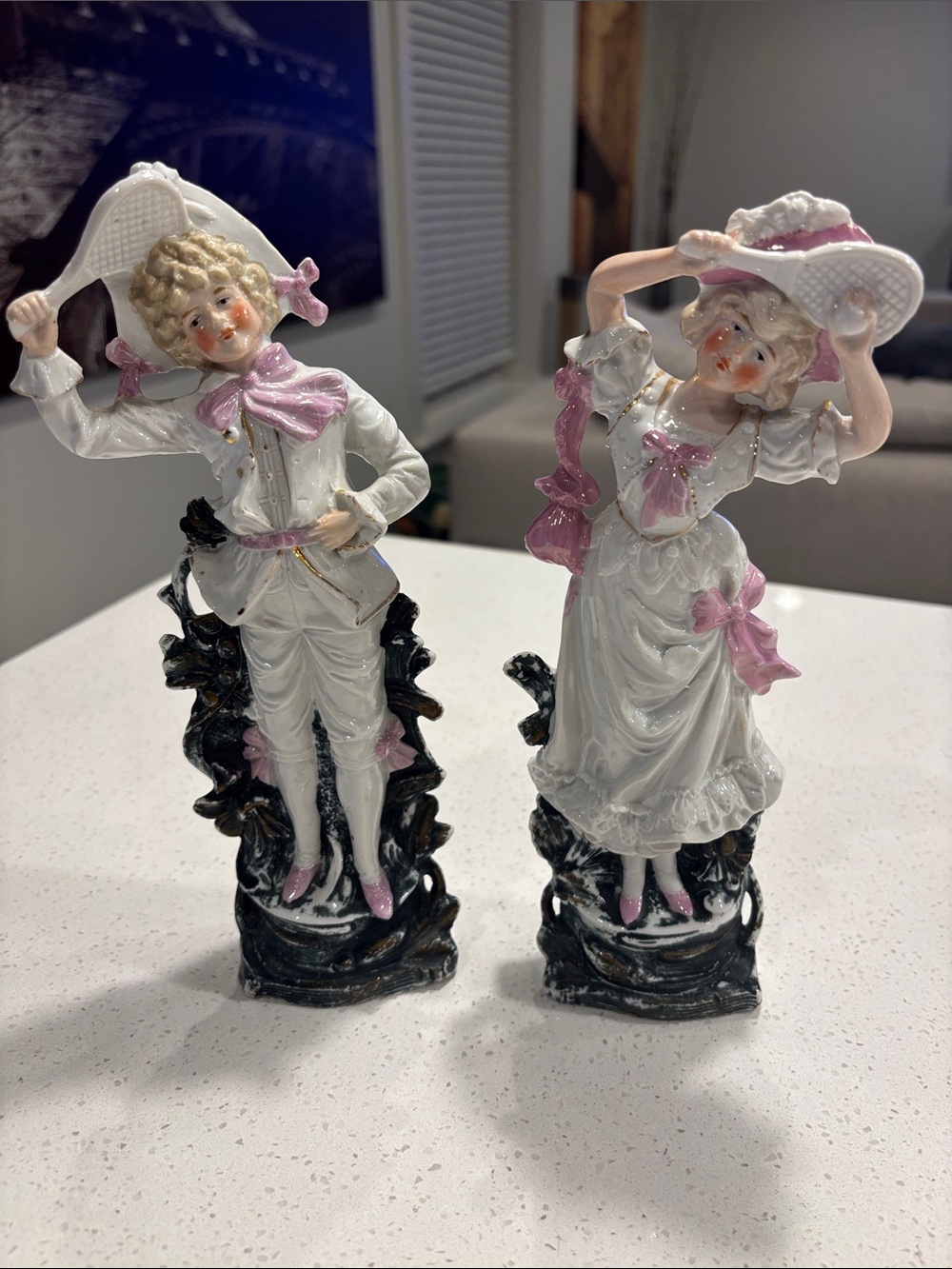 Vintage Bisque Porcelain Figurine Pair -